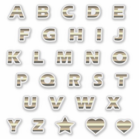 ブロンズ黄ベージュストライプ文字モノグラム シール (正面)