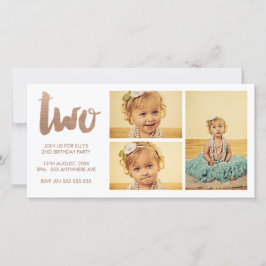 ブロンズ2ndバースデーホワイト3フレームフォトカード