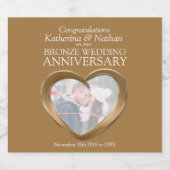 ブロンズ8周年結婚記念カスタム スパークリングワインラベル (シングルラベル)