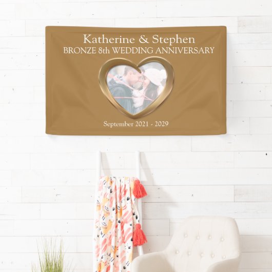 ブロンズ8周年記念結婚ハートフォトバナー 横断幕 (インサイチュ)