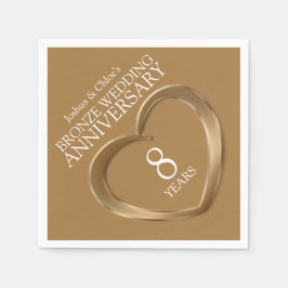 ブロンズ8周年記念結婚ハート名ナプキン スタンダードカクテルナプキン