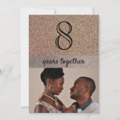 ブロンズ エレガント グリッター 8周年 結婚記念日 招待状 (正面)
