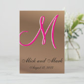 ブロンズ カッパー ペカン オーク カスタマイズ可能 ダーク 招待状 (スタンド正面)