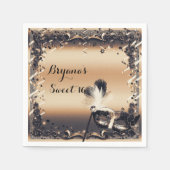 ブロンズ&クリームマスカレードマスクエレガントボールパーティー スタンダードカクテルナプキン (正面)