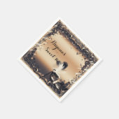 ブロンズ&クリームマスカレードマスクエレガントボールパーティー スタンダードカクテルナプキン (角)