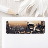 ブロンズ&クリームマスカレードマスクエレガントボールパーティー ラベル (インサイチュ)