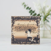 ブロンズ&クリームマスカレードマスクエレガントボールパーティー 招待状 (スタンド正面)