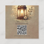 ブロンズ グローイング ランタン ラスティック ウェディング ディテール スクエア名刺 (裏面)