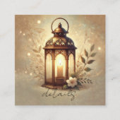 ブロンズ グローイング ランタン ラスティック ウェディング ディテール スクエア名刺 (正面)