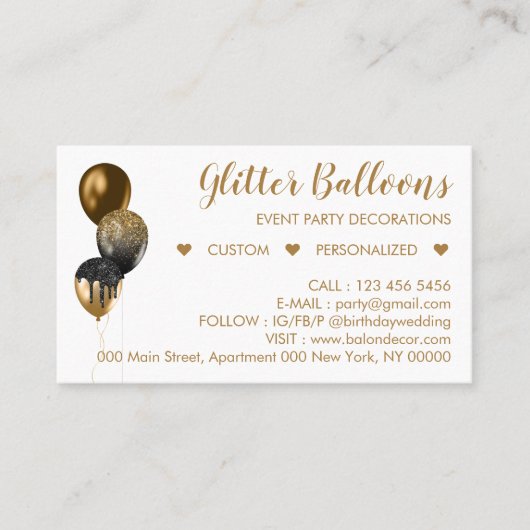 ブロンズ ゴールド イベントプランナー パーティー風船 コーリングカード (正面)