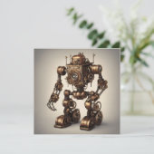ブロンズ スチームパンク ロボット彫刻 招待状 (スタンド正面)