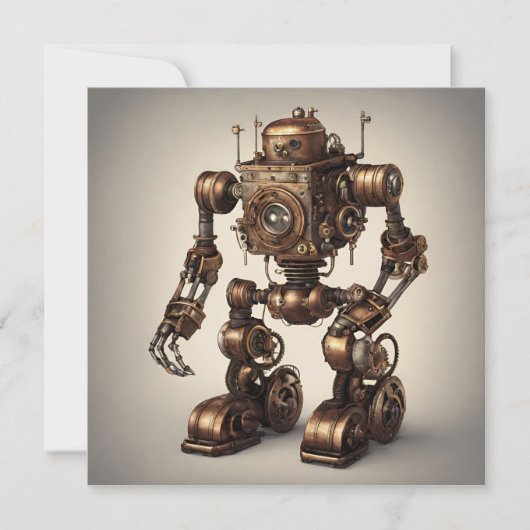 ブロンズ スチームパンク ロボット彫刻 招待状 (正面)