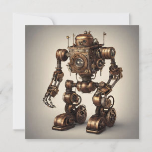 ブロンズ スチームパンク ロボット彫刻 招待状