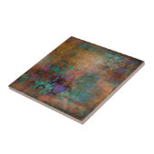 ブロンズ、ティール（緑がかった色）、紫抽象芸術 タイル (側面)