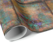 ブロンズ、ティール(緑がかった色)、紫抽象芸術 ラッピングペーパー (ロールコーナー)