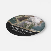 ブロンズ・ドラゴン中世キャッスルメタリック誕生日 ペーパープレート (アングル)