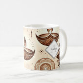 ブロンズ&パーソナライズされた金ゴールドディワリディヤス&ランゴリ コーヒーマグカップ (正面右)