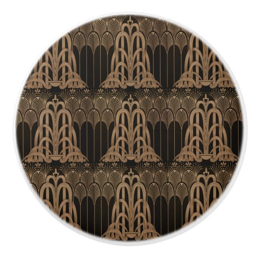 ブロンズ,ブラック,アートデコ,アールヌーボー,フローラ,パターン セラミックノブ (正面)