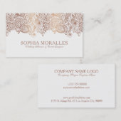 ブロンズ&ホワイトヴィンテージペイズリーレース 名刺 (正面/裏面)