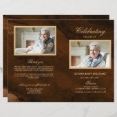 ブロンズ&金ゴールド葬儀プログラム |サービスの順序 (正面/裏面)