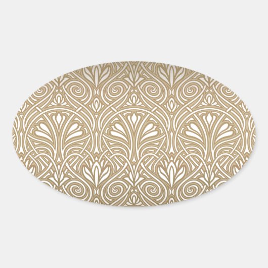 ブロンズ，金ゴールド,アールヌーボー，アールデコ，ヴィンテージ, 楕円形シール (正面)