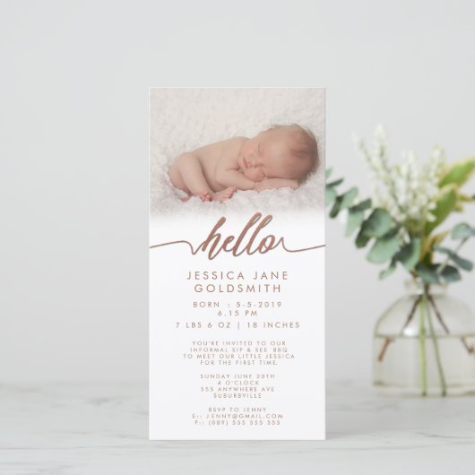 ブロンズHello Birth Announcement Sip & See (スタンド正面)