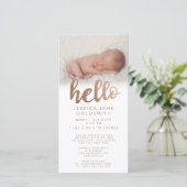 ブロンズHello Birth Announcement Sip & See 案内状 (スタンド正面)