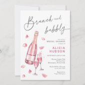 ブロンチとバブルピンクシャンパンブライダルシャワー 招待状 (正面)