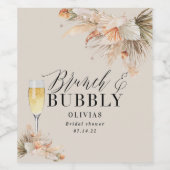 ブロンチとバブルリーのウェディングシャワー パンパスグラス ワイン ワインラベル (シングルラベル)