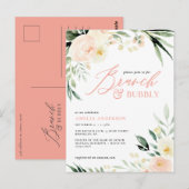 ブロンチとバブルリーのウェディングシャワー ピンクの水彩画 ポストカード (正面/裏面)