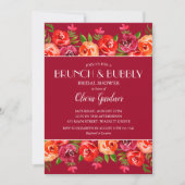 ブロンチとバブルリーの水彩花のブライズシャワー 招待状 (正面)