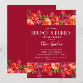 ブロンチとバブルリーの水彩花のブライズシャワー 招待状