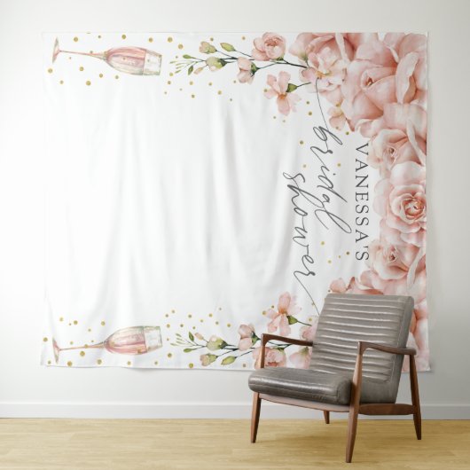 ブロンチとバブルリーの花のウェディングシャワー背景 タペストリー (インサイチュ(横))