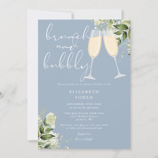 ブロンチとバブルリー グリーンのウェディングシャワー 招待状 (正面)