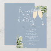ブロンチとバブルリー グリーンのウェディングシャワー 招待状 (正面/裏面)