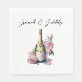 ブロンチとバブルリー シャンパン ウェディングシャワー ペーパー スタンダードランチョンナプキン