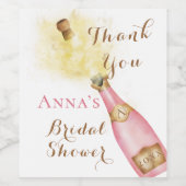 ブロンチとバブルリー スパークリング ワイン ゴールドのウェディング シャワー ワインラベル (シングルラベル)