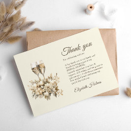 ブロンチとバブルリー チャページ フラワー ブライダル シャワー サンキューカード