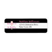 ブロンチとバブルリー ブラック&ホワイト 返信住所 ラベル (正面)