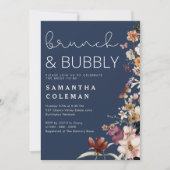ブロンチとバブルリー モダンスクリプト ボーホー ブライズシャワー 招待状 (正面)