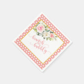 ブロンチ アンド バブルリー ナプキン - ピンク テキスト/ドット スタンダードカクテルナプキン (角)