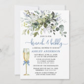 ブロンチ バブルリー ウォーターカラー グリーンレイ ダスティーブルー ガラス 招待状 (正面)