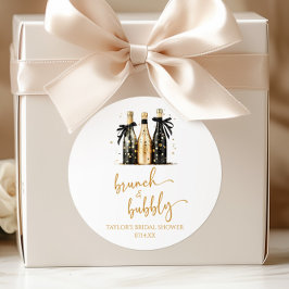 ブロンチ＆バブルリー ゴールド シャンパン ブライダルシャワー ラウンドシール