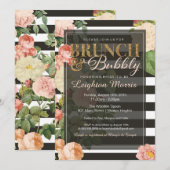 ブロンチ＆バブルリー ヴィンテージストライプ ブライダルシャワー 招待状 (正面/裏面)