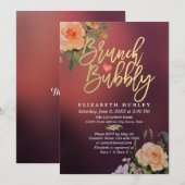 ブロンチ バブル ブライズ シャワー フラワーストリング ライト 招待状 (正面/裏面)