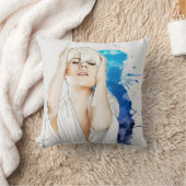 ブロンディーブルーとホワイト枕 クッション (ブランケット)