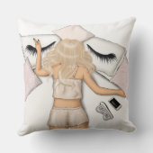 ブロンデガールパワーデザインのための自信のある若い女の子 クッション (裏面)