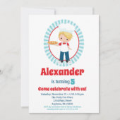 ブロンデピザパーティーボーイズ誕生日招待状 招待状 (正面)