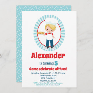 ブロンデピザパーティーボーイズ誕生日招待状 招待状