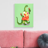 ブロントサウルスのマ遊ラカスイラストレーション。 キャンバスプリント (インサイチュ (リビング))